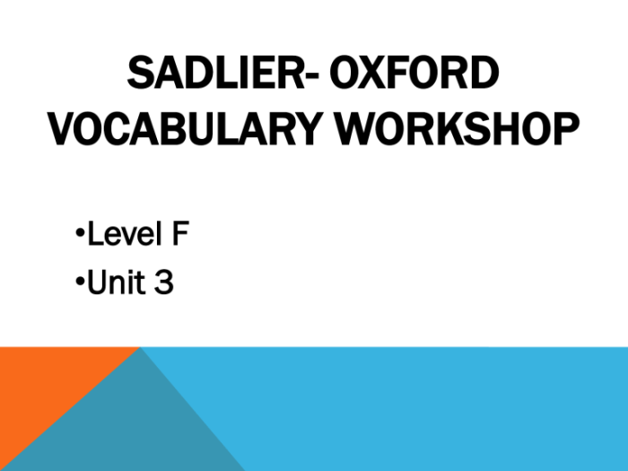 Vocabulary unit 3 level f