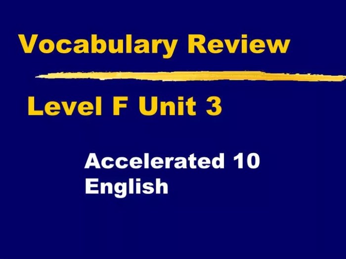 Vocabulary unit 3 level f